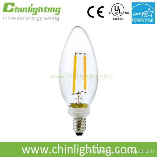 C35 led filament candle bulb UL CE ROHS Dimmable led bulbs flicker free